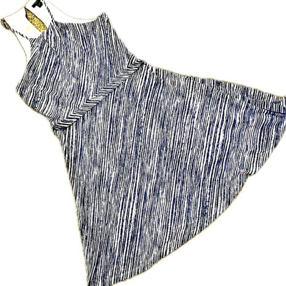 Ann Taylor Elegant Blue and White Striped Dress